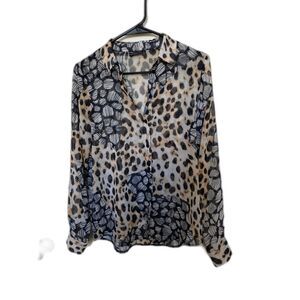 ASOS Design Leopard Print Long Sleeve Button-Down Top UK 8/US 4 Excellent Cond!